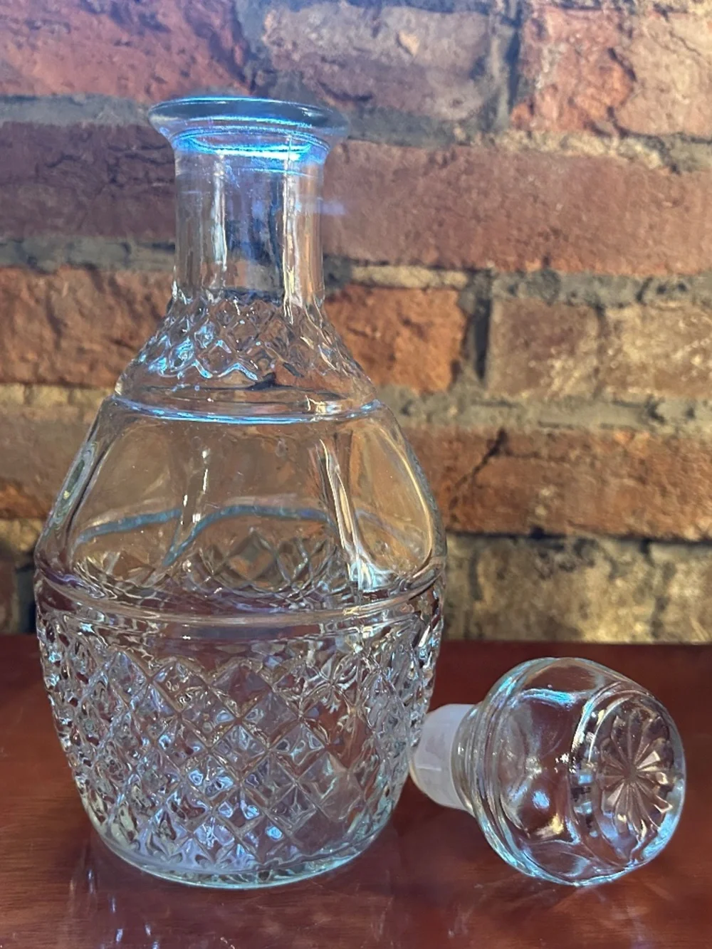Vintage Glass Grape & Crown Decanter